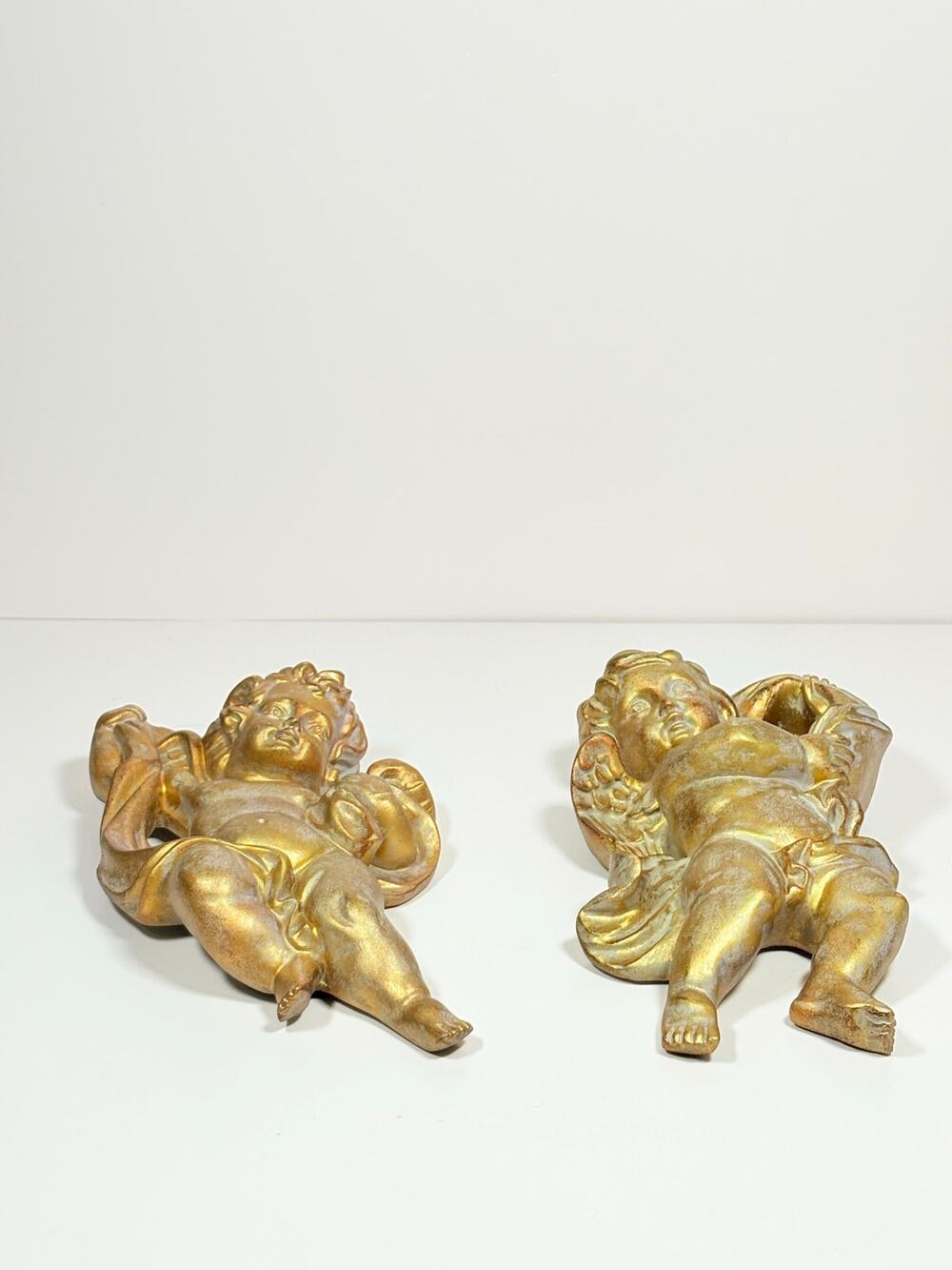 Pair Of Vintage Cherub Wall Plaques